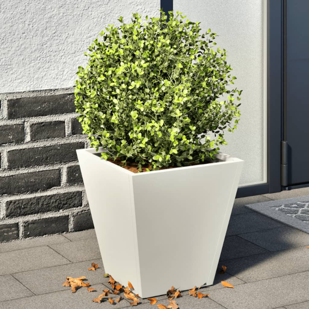 Plantenbakken 2 st 30x30x30 cm staal wit