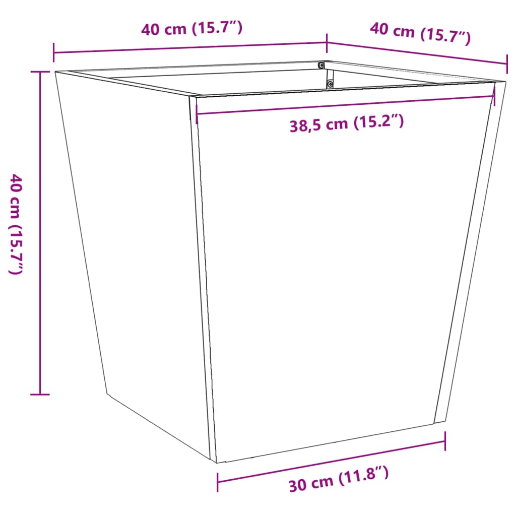 Plantenbak 40x40x40 cm staal wit