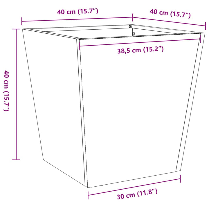 Plantenbak 40x40x40 cm staal wit