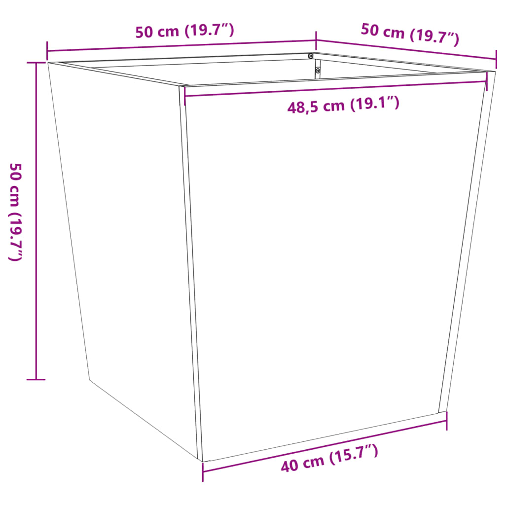 Plantenbak 50x50x50 cm staal wit