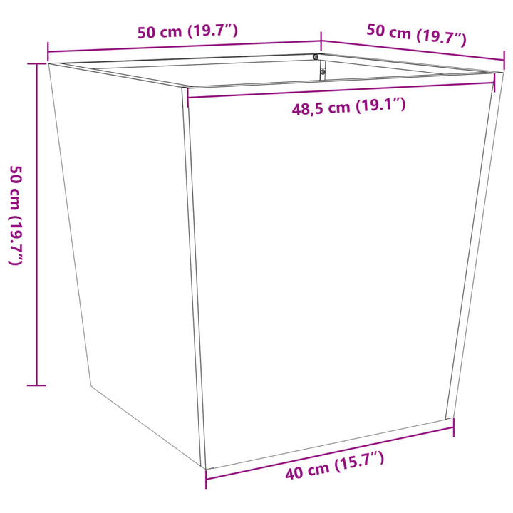 Plantenbak 50x50x50 cm staal wit