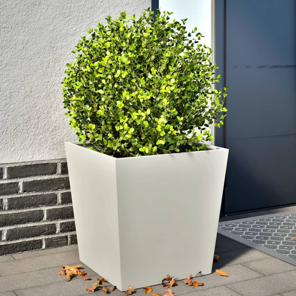 Plantenbakken 2 st 50x50x50 cm staal wit