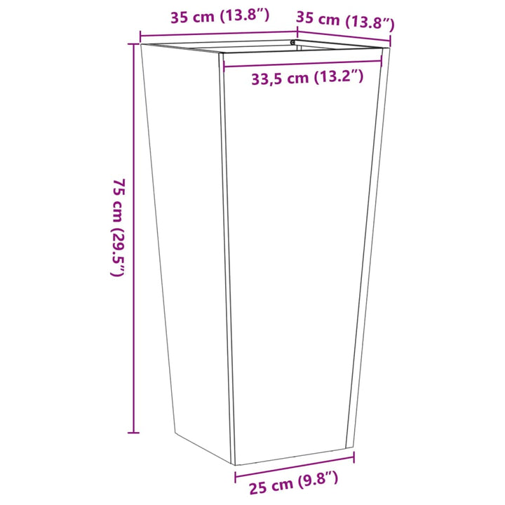 Plantenbak 35x35x75 cm staal zwart