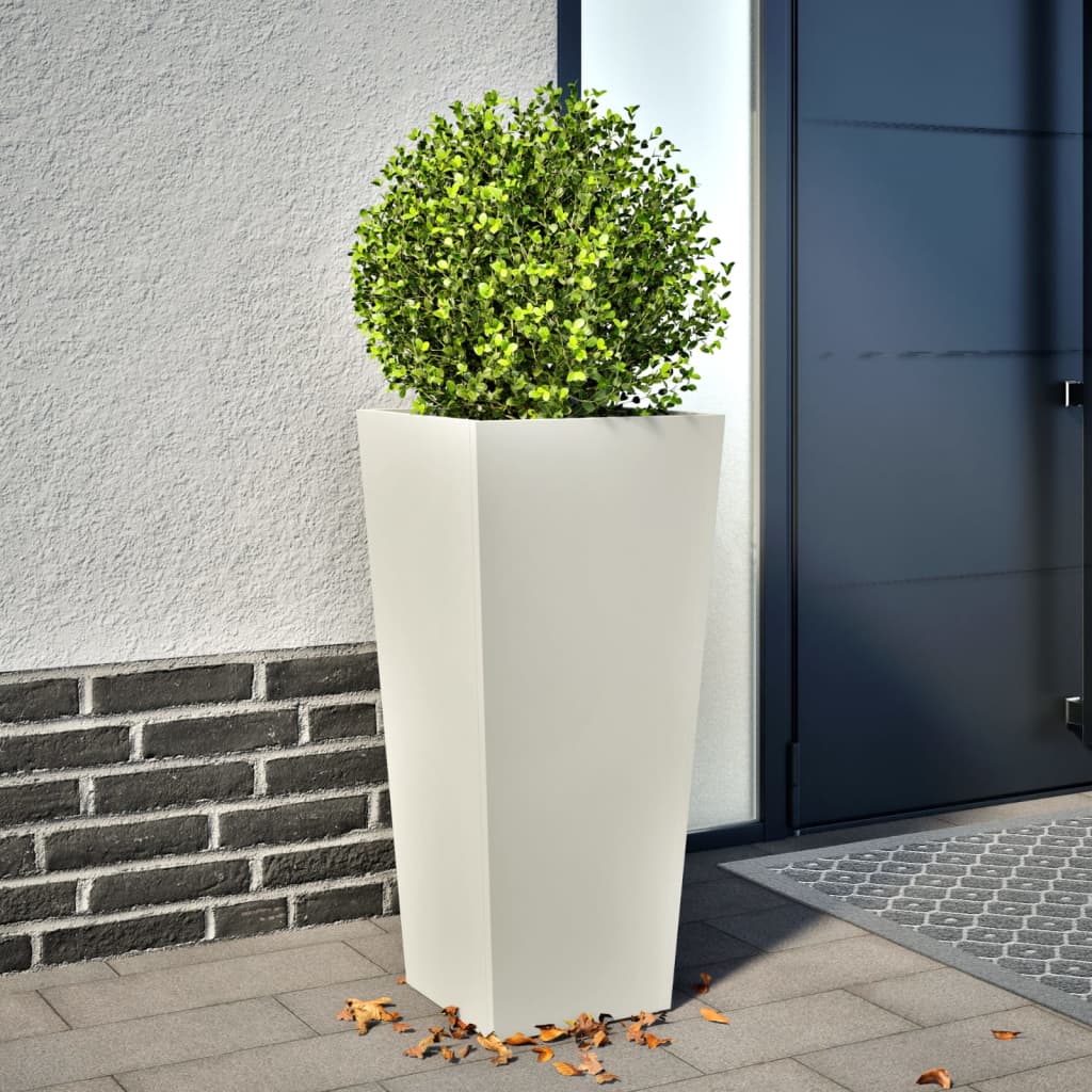 Plantenbak 35x35x75 cm staal wit