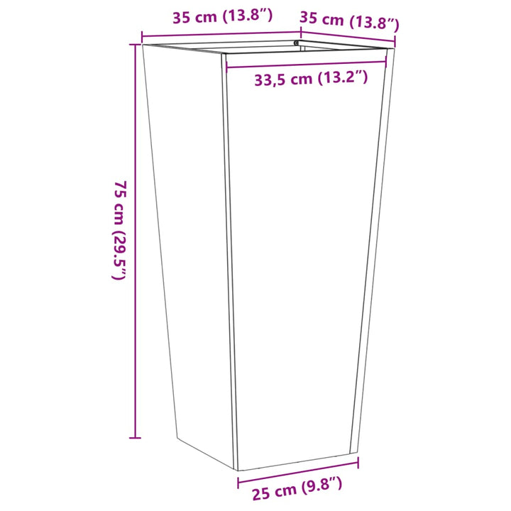 Plantenbakken 2 st 35x35x75 cm roestvrij staal