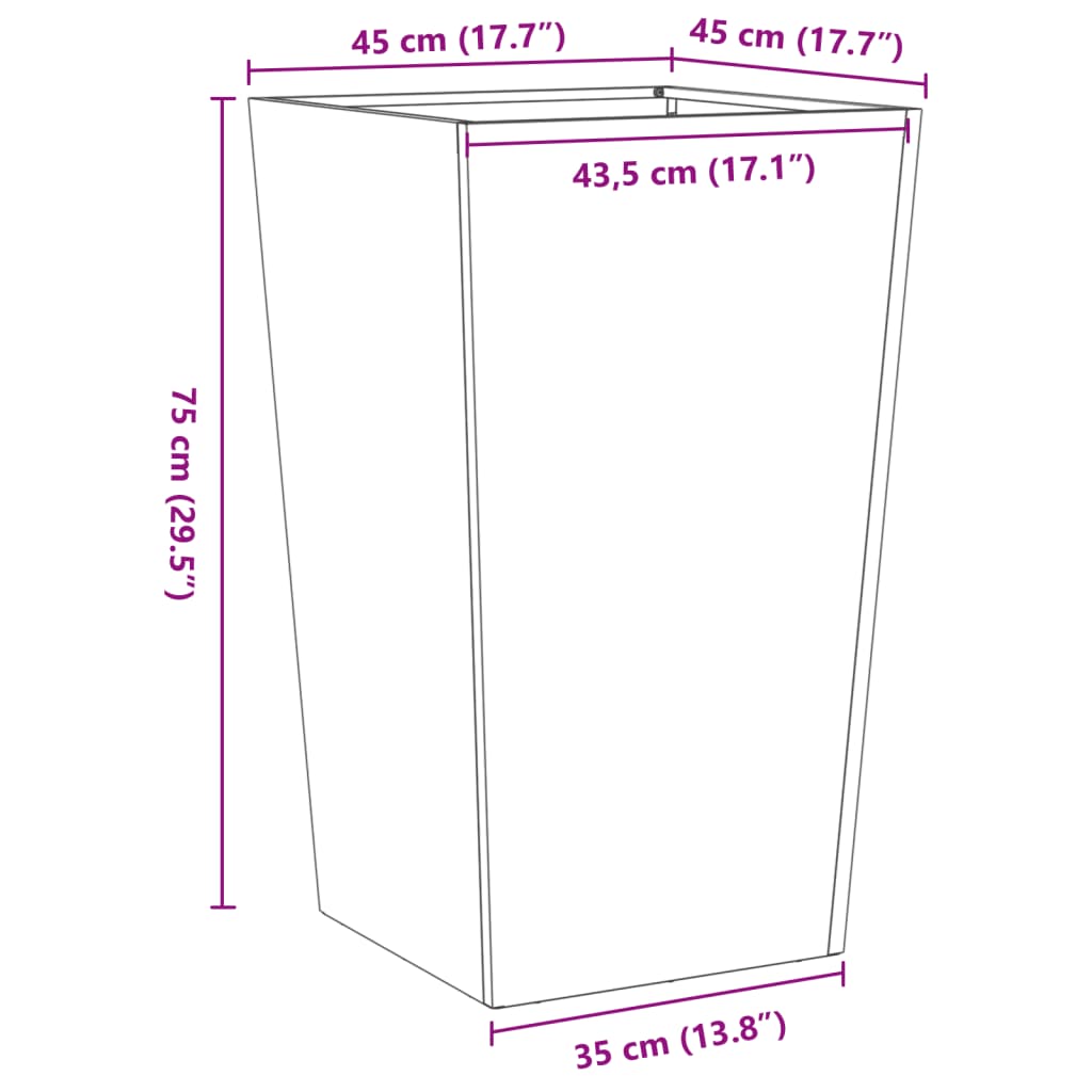 Plantenbak 45x45x75 cm cortenstaal