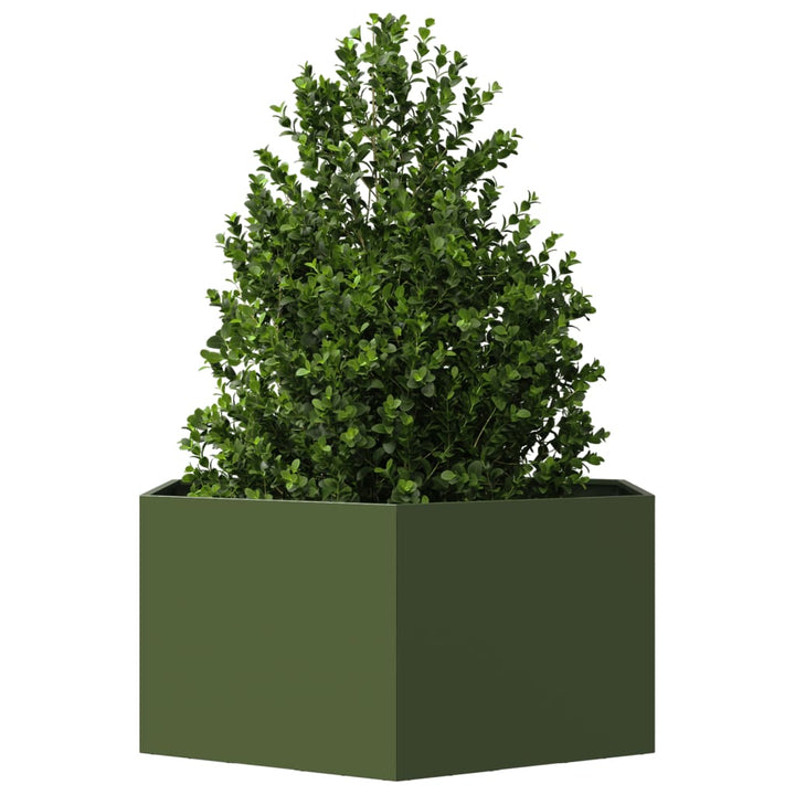 Plantenbak zeshoek 104x90x45 cm staal olijfgroen