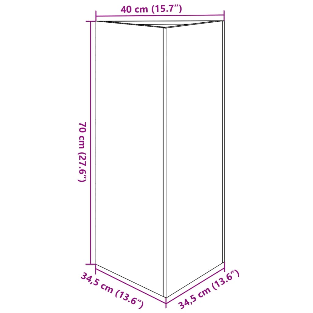 Plantenbakken 2 st driehoek 40x34,5x70 cm staal zwart