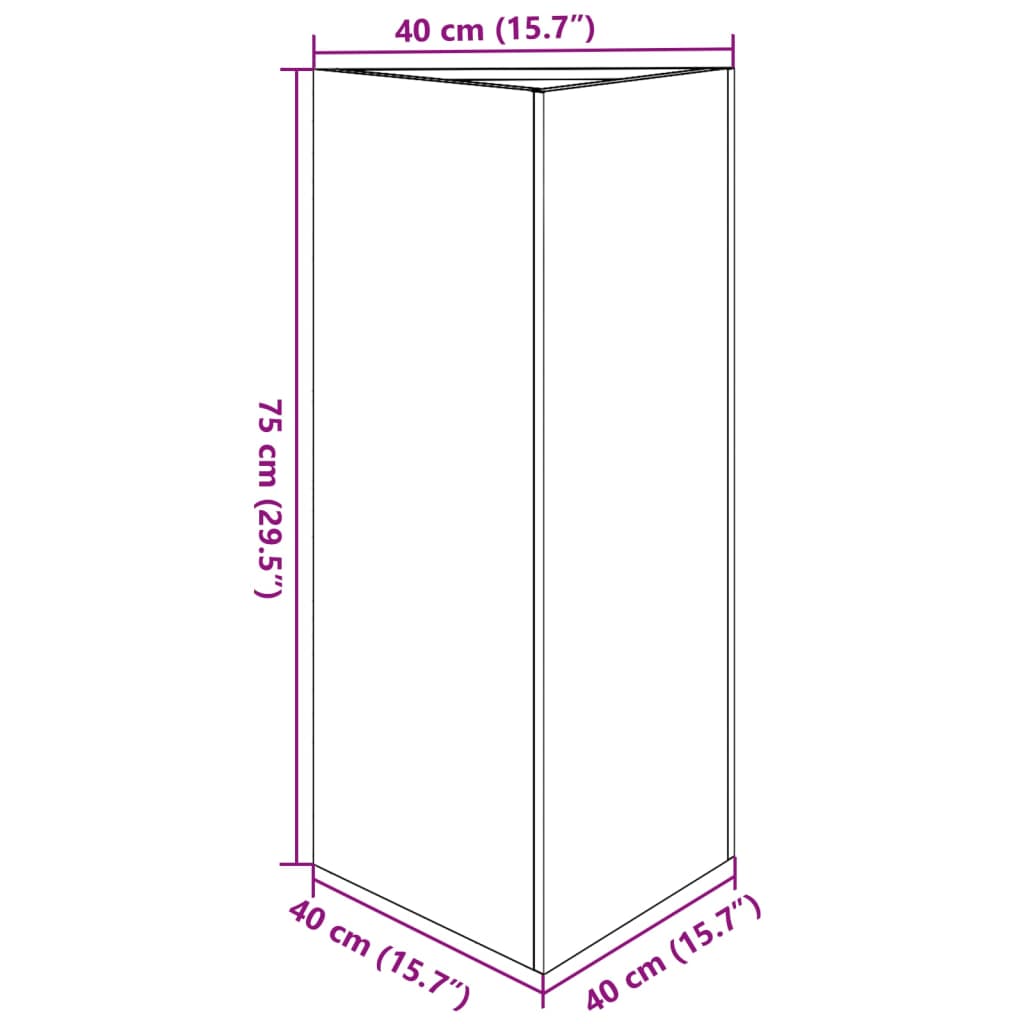 Plantenbak driehoek 40x34,5x70 cm staal wit