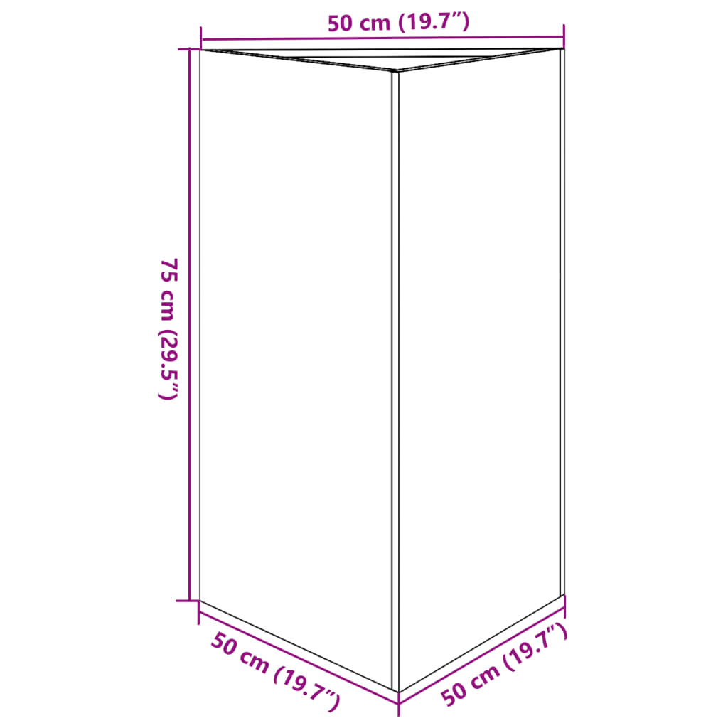 Plantenbak driehoek 50x43x75 cm staal zwart