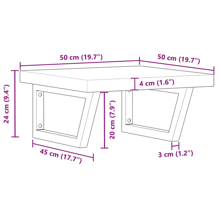 Badkamer wandschap staal en massief acaciahout