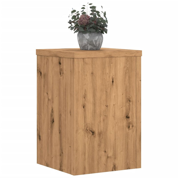 Plantenstandaards 2 st 20x20x30 cm hout artisanaal eiken