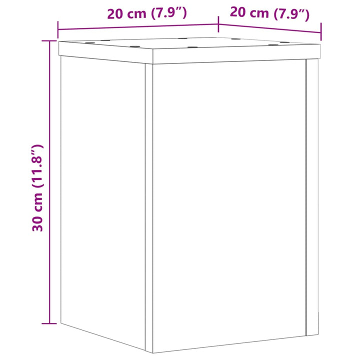 Plantenstandaards 2 st 20x20x30 cm hout artisanaal eiken