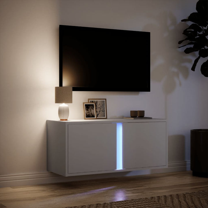 Tv-wandmeubel met LED-verlichting 80x31x35 cm wit