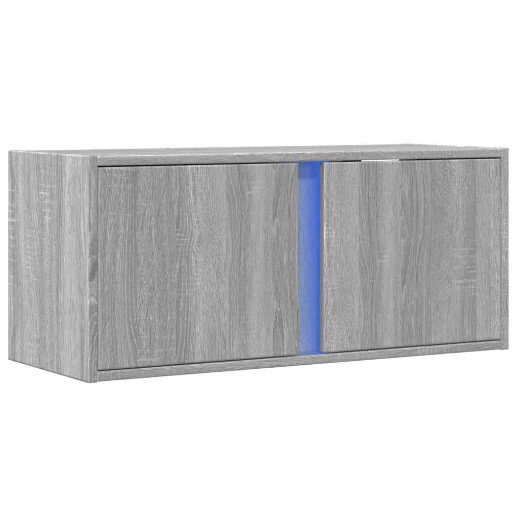 Tv-wandmeubel met LED 80x31x35 cm grijs sonoma eikenkleurig