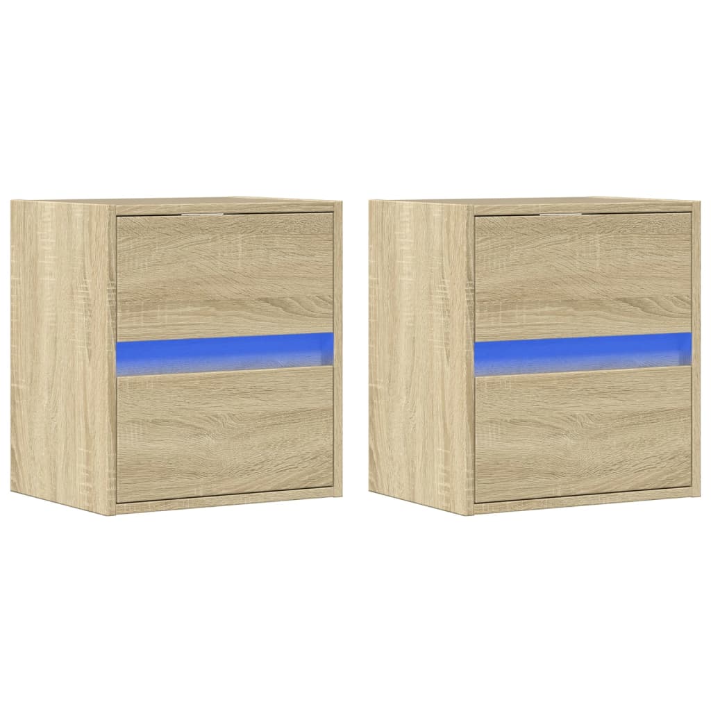 Tv-wandmeubels met LED 2 st 41x31x45 cm sonoma eikenkleurig