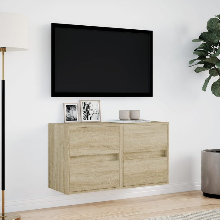 Tv-wandmeubels met LED 2 st 41x31x45 cm sonoma eikenkleurig