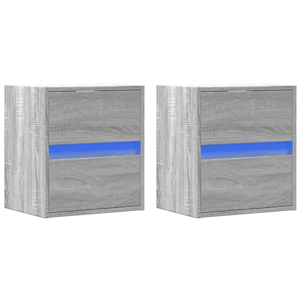 Tv-wandmeubels met LED 2 st 41x31x45 cm grijs sonoma eikenkleur