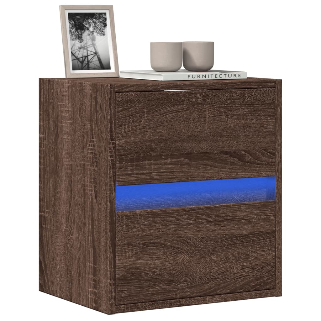 Tv-wandmeubel met LED-verlichting 41x31x45 cm bruin eikenkleur