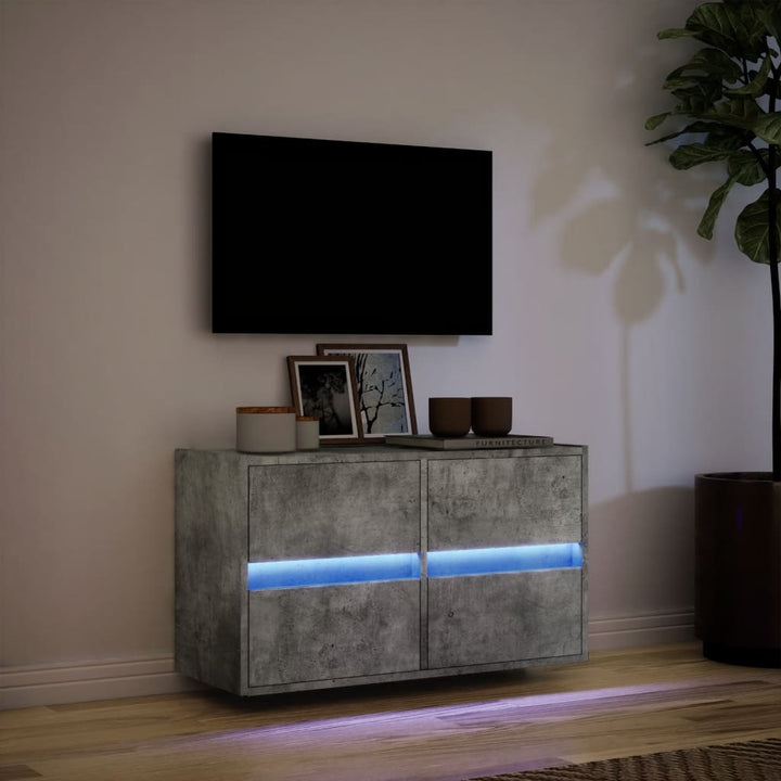 Tv-wandmeubel met LED-verlichting 80x31x45 cm betongrijs