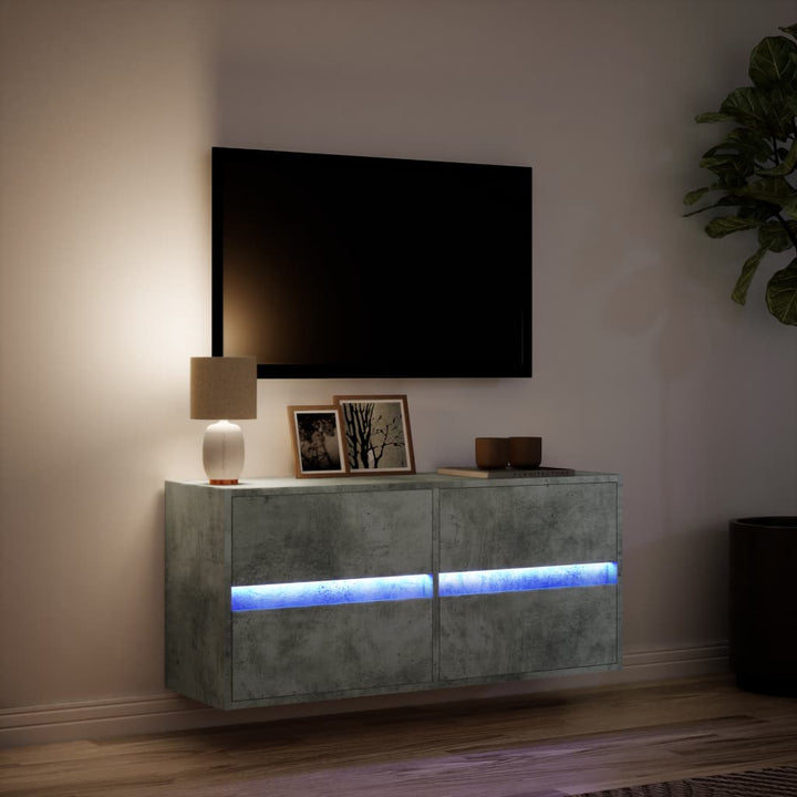 Tv-wandmeubel met LED-verlichting 100x31x45 cm betongrijs