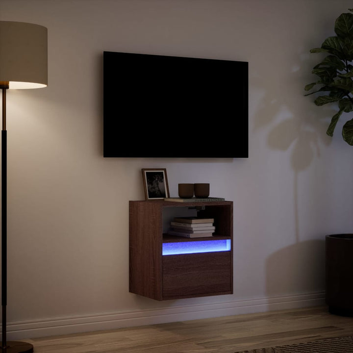 Tv-wandmeubel met LED-verlichting 41x31x45 cm bruin eikenkleur