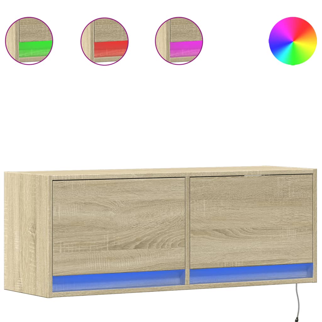 Tv-wandmeubel met LED-verlichting 100x31x35 cm sonoma eiken