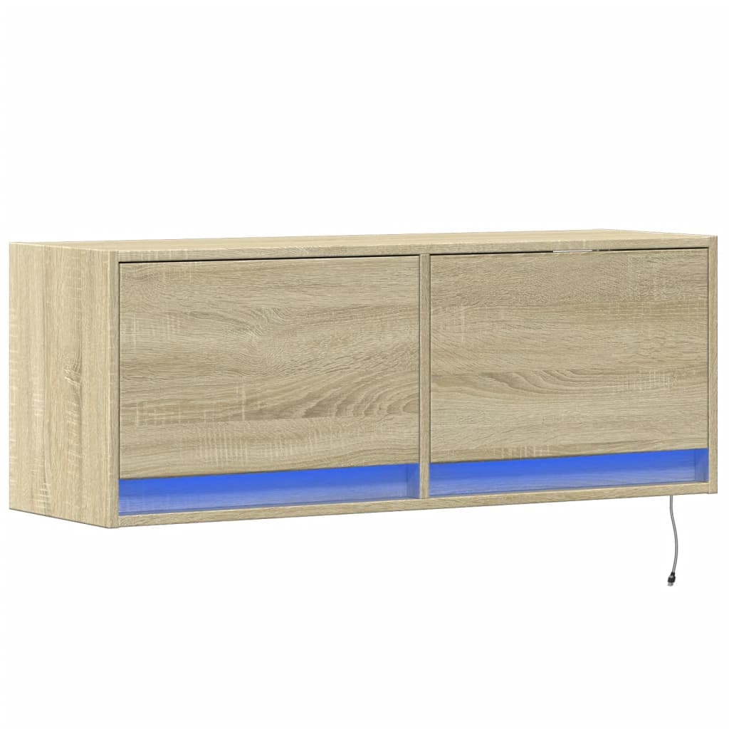 Tv-wandmeubel met LED-verlichting 100x31x35 cm sonoma eiken