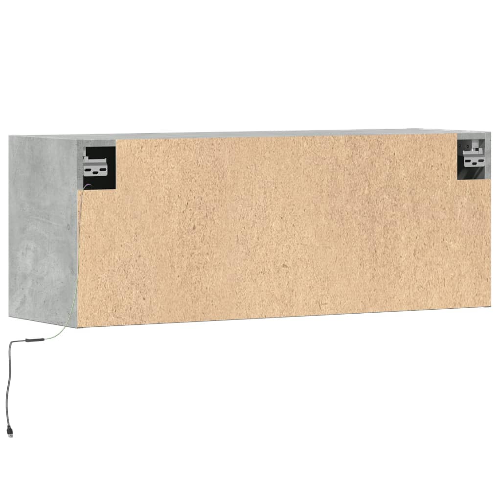 Tv-wandmeubel met LED-verlichting 100x31x35 cm betongrijs