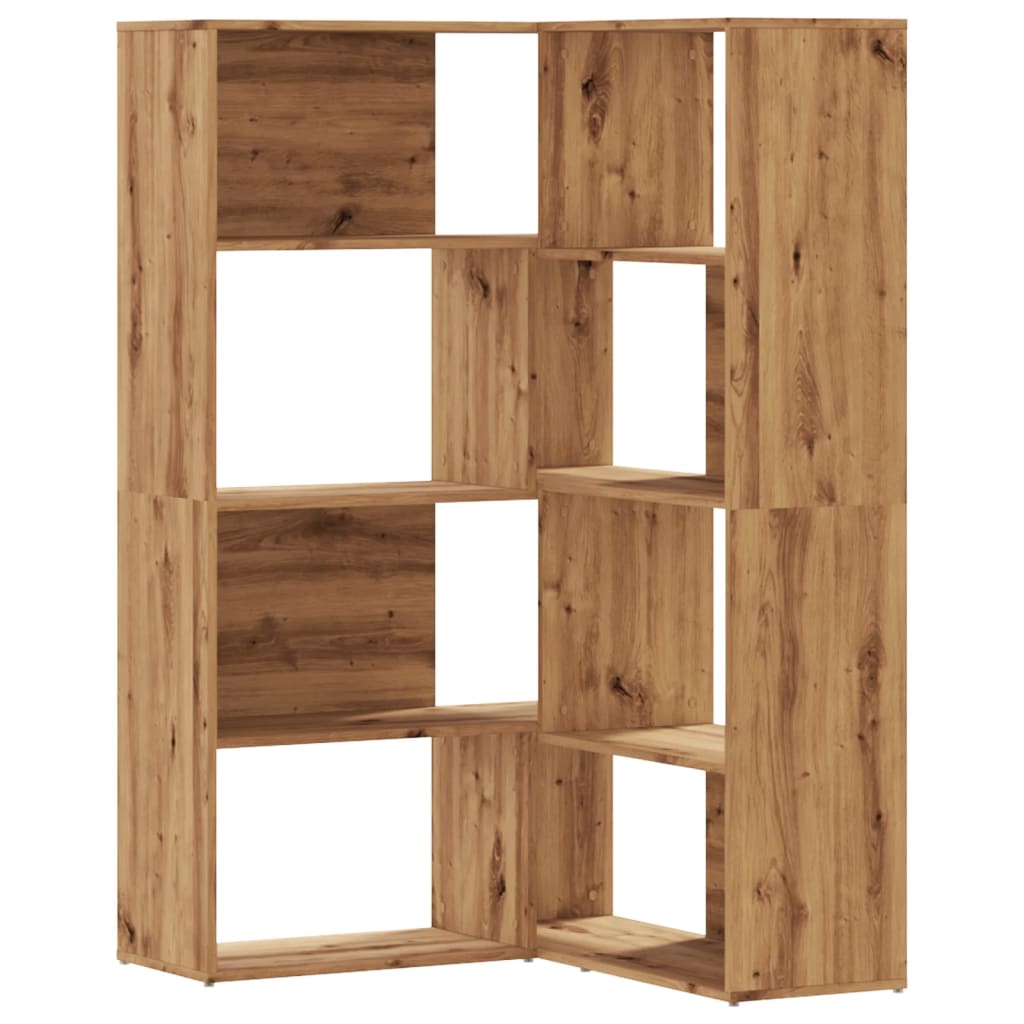 Boekenkast 4-laags hoek 85x85x140 cm hout artisanaal eikenkleur