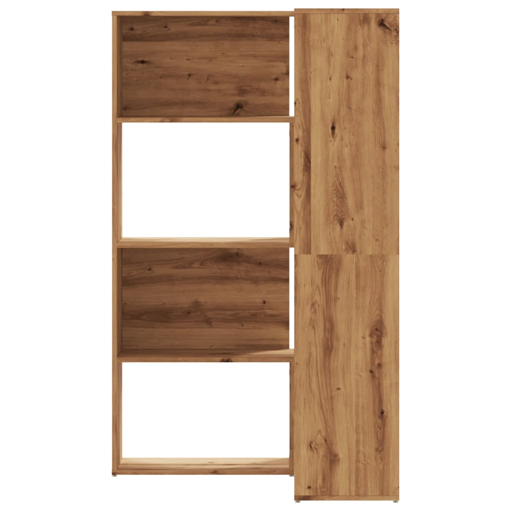 Boekenkast 4-laags hoek 85x85x140 cm hout artisanaal eikenkleur