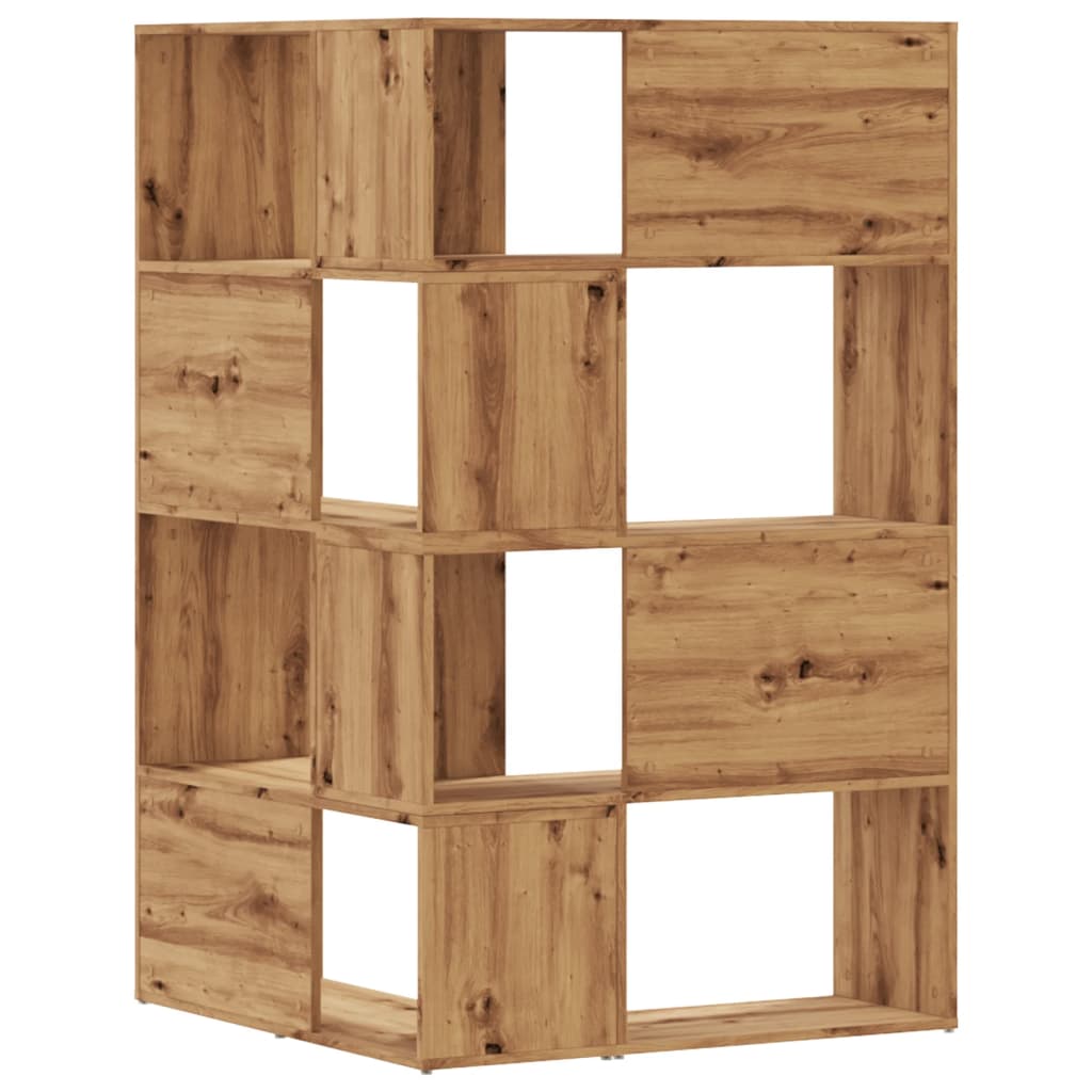 Boekenkast 4-laags hoek 85x85x140 cm hout artisanaal eikenkleur