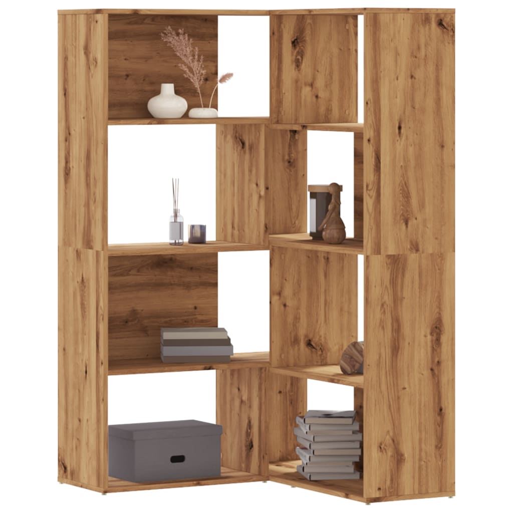 Boekenkast 4-laags hoek 85x85x140 cm hout artisanaal eikenkleur