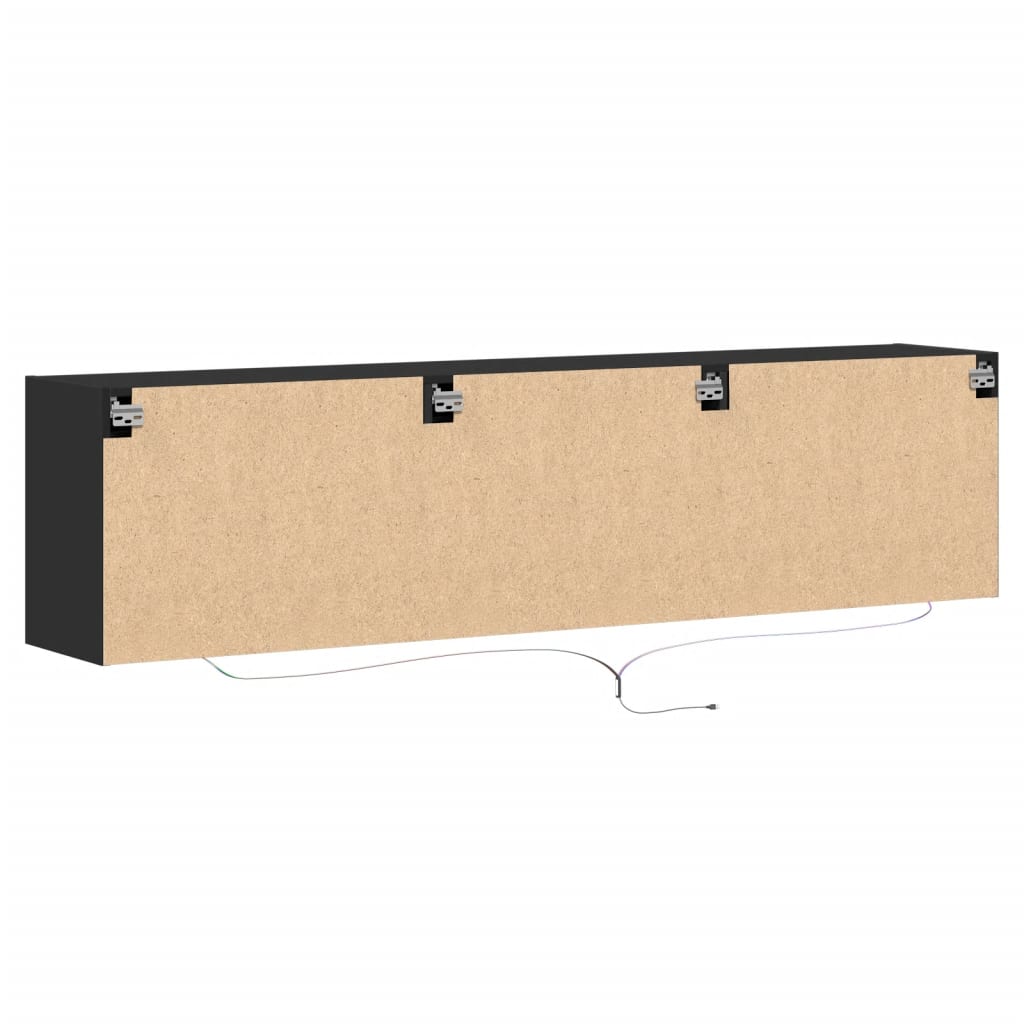 Tv-wandmeubel met LED-verlichting 180x31x45 cm zwart