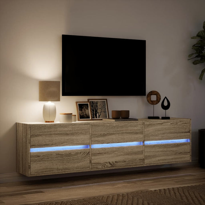 Tv-wandmeubel met LED-verlichting 180x31x45 cm sonoma eiken