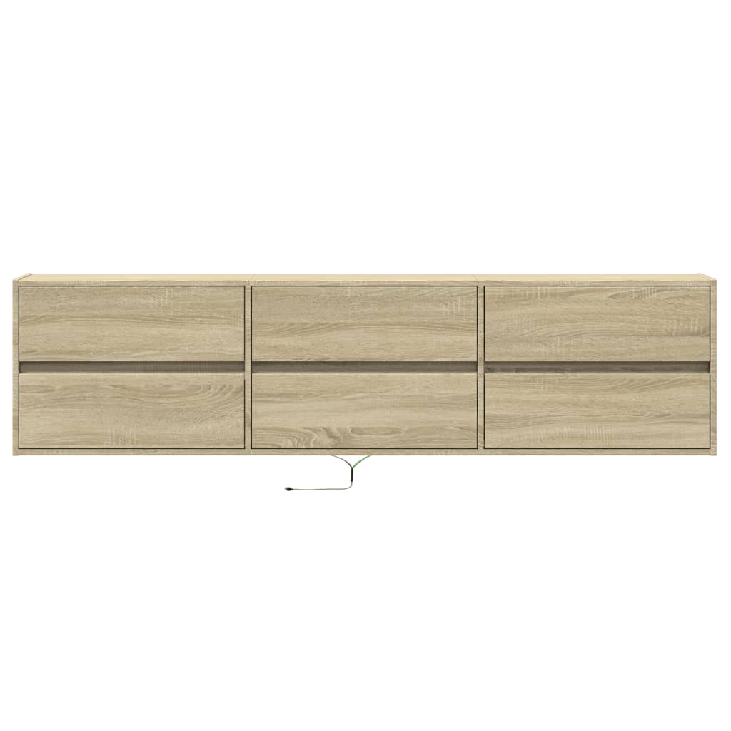 Tv-wandmeubel met LED-verlichting 180x31x45 cm sonoma eiken