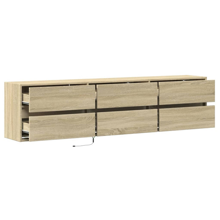 Tv-wandmeubel met LED-verlichting 180x31x45 cm sonoma eiken