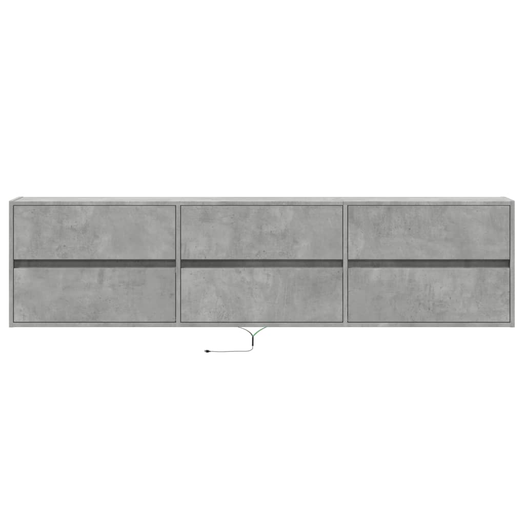 Tv-wandmeubel met LED-verlichting 180x31x45 cm betongrijs