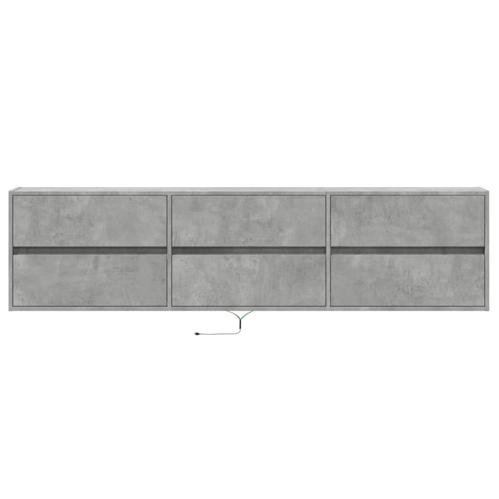 Tv-wandmeubel met LED-verlichting 180x31x45 cm betongrijs