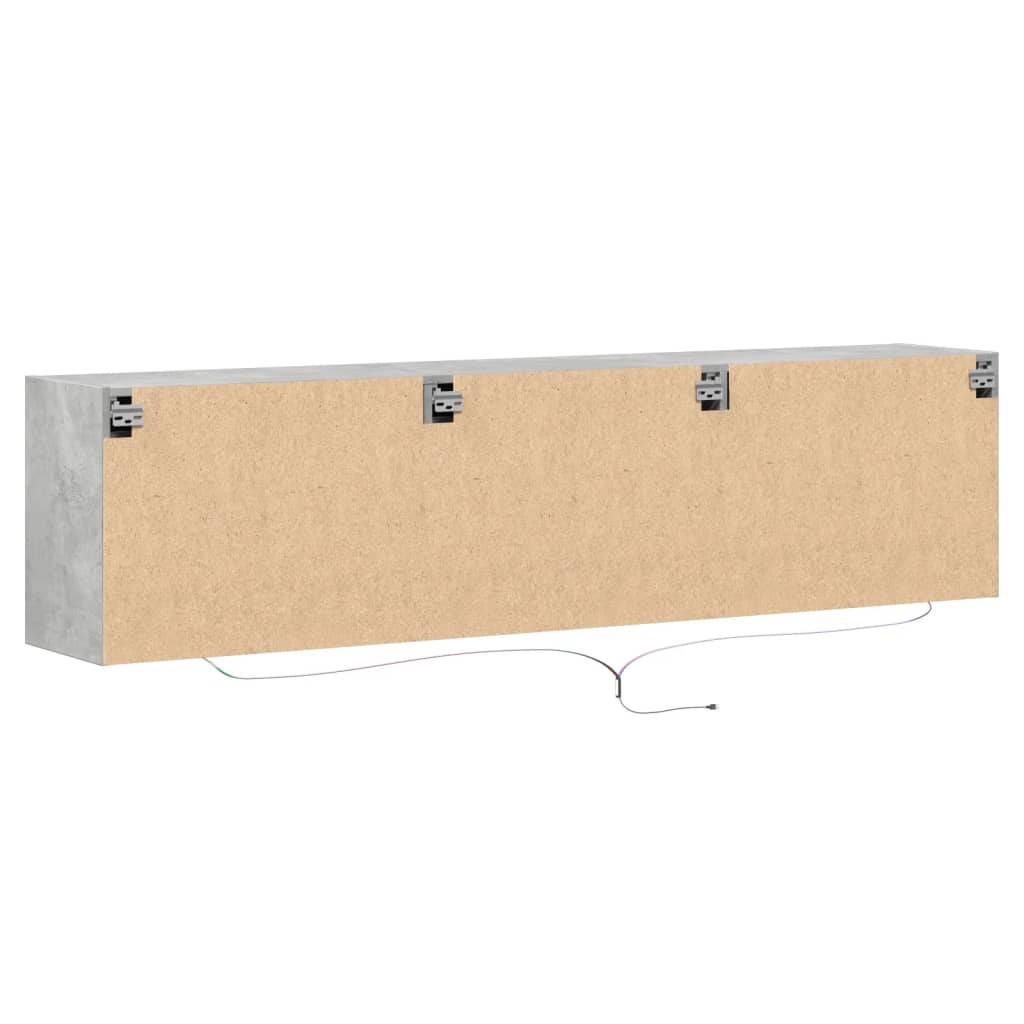 Tv-wandmeubel met LED-verlichting 180x31x45 cm betongrijs