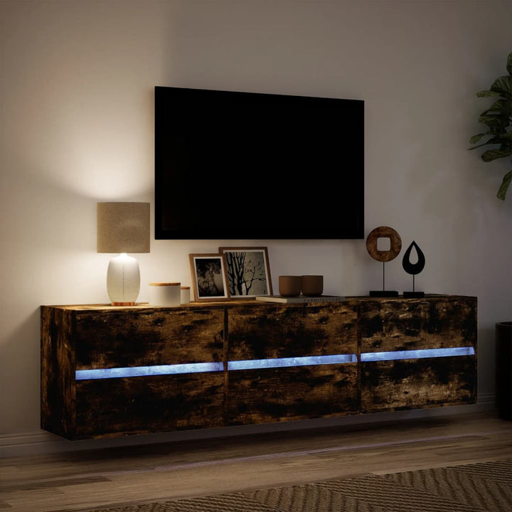 Tv-wandmeubel met LED-verlichting 180x31x45 cm gerookt eiken