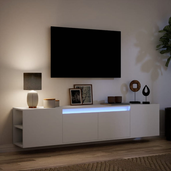 Tv-wandmeubel met LED-verlichting 180x31x39,5 cm wit