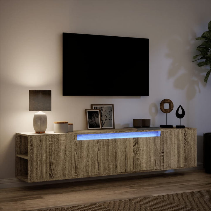 Tv-wandmeubel met LED-verlichting 180x31x39,5 cm sonoma eiken