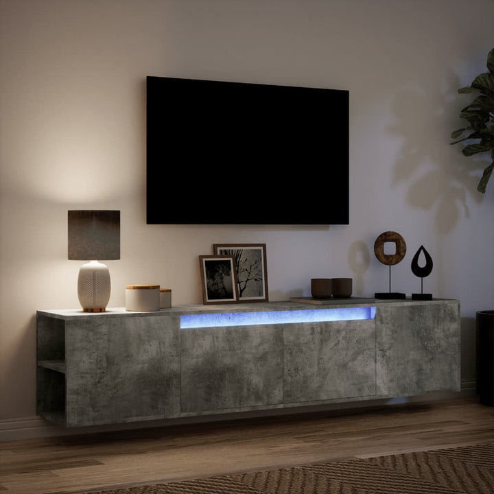 Tv-wandmeubel met LED-verlichting 180x31x39,5 cm betongrijs