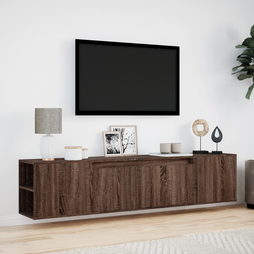 Tv-wandmeubel met LED 180x31x39,5 cm bruin eikenkleur