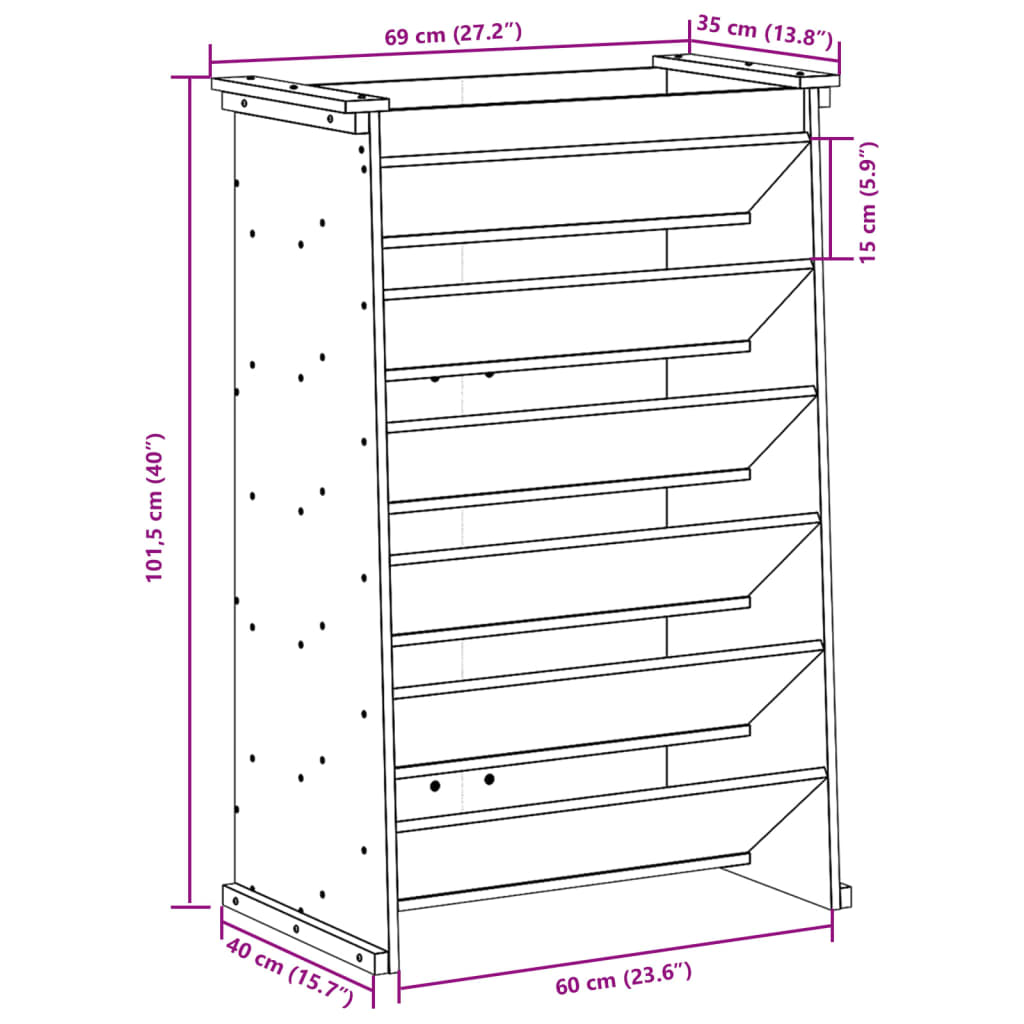 Kruidenbak 6-laags 69x40x101,5 cm massief douglashout