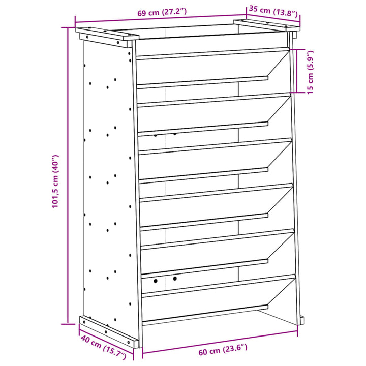 Kruidenbak 6-laags 69x40x101,5 cm massief douglashout