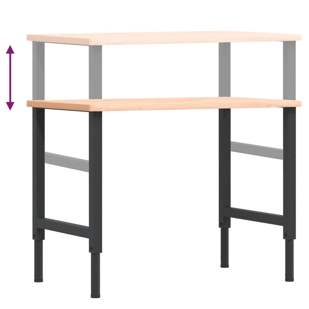 Werkbank rechthoekig 100x60x(71,5-98) cm massief beukenhout