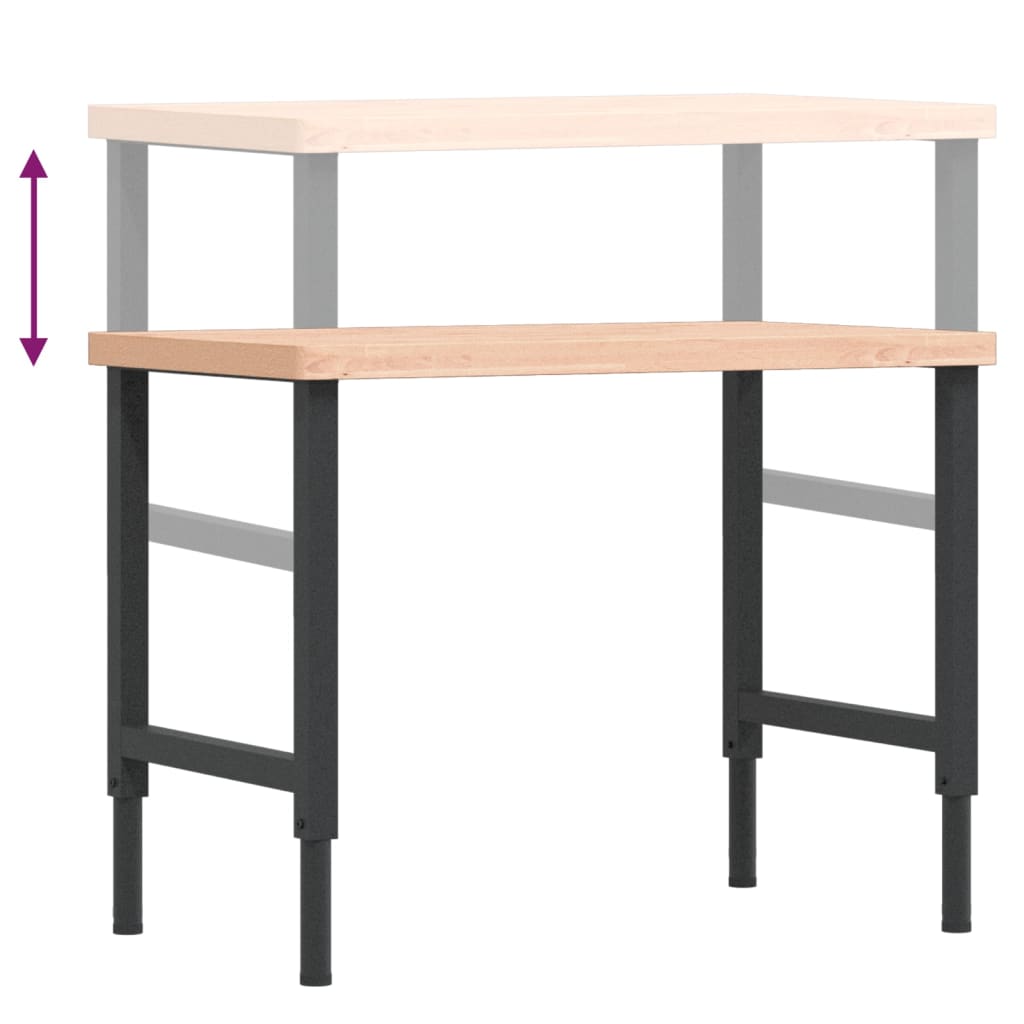 Werkbank rechthoekig 100x60x(73-99,5) cm massief beukenhout