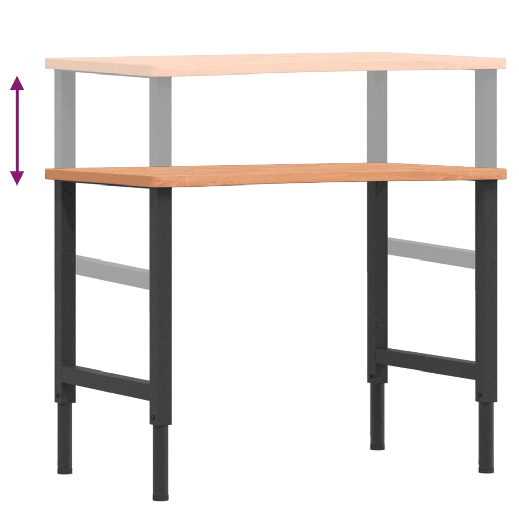 Werkbank 100x(55-60)x(71,5-98) cm massief beukenhout